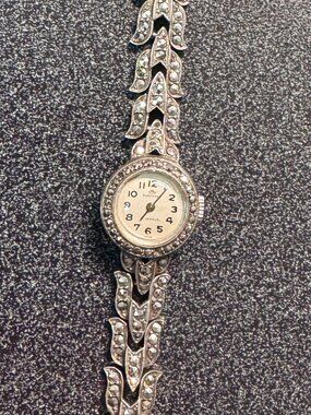 Vintage Bucherer Marcasite Watch Swiss Made Euro 0.800 Silver